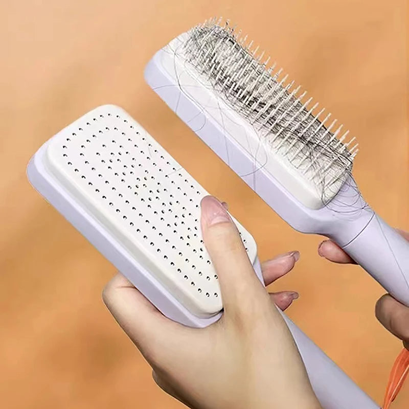 Self-Cleaning Hair Brush with Retractable Bristles