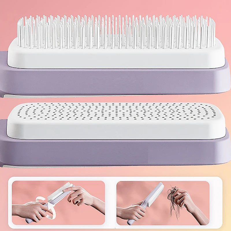 Self-Cleaning Hair Brush with Retractable Bristles