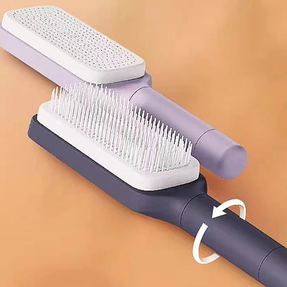 Self-Cleaning Hair Brush with Retractable Bristles